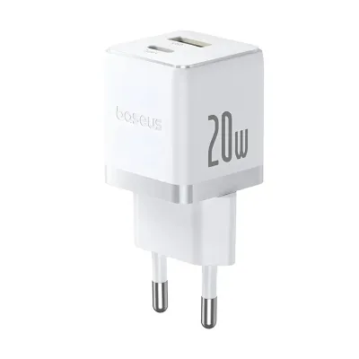 Baseus adapteri P10111608213-00 Palm Fast Charger C+U 20W EU Moon White Baseus adapteri P10111608213-00 Palm Fast Charger C+U 20W EU Moon White