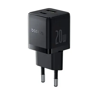 Baseus P10111608113-00 Palm Fast Charger 1xUSB-A 1xUSB-C 20W Cluster Black adapteri Baseus P10111608113-00 Palm Fast Charger 1xUSB-A 1xUSB-C 20W Cluster Black adapteri
