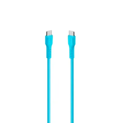 ttec Type-C - Type-C 60W PD/QC Fast Charging/Data Cable, 120cm Neon Blue kabeli