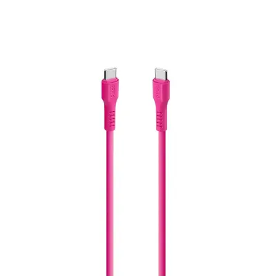 ttec Type-C - Type-C 60W PD/QC Fast Charging/Data Cable, 120cm Neon Pink kabeli