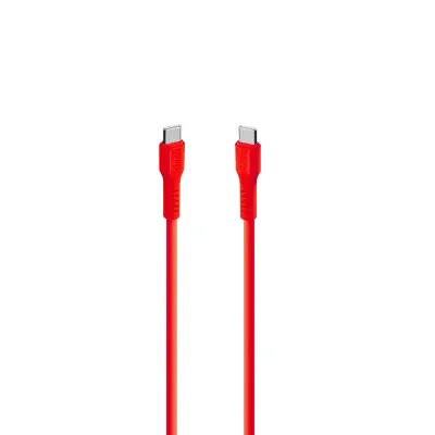 ttec Type-C - Type-C 60W PD/QC Fast Charging/Data Cable, 120cm Neon Red kabeli