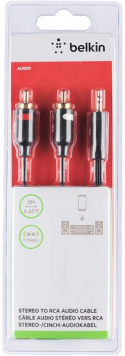 Belkin F3Y116bt2M qora Aux kabel  Yangiyo‘lda