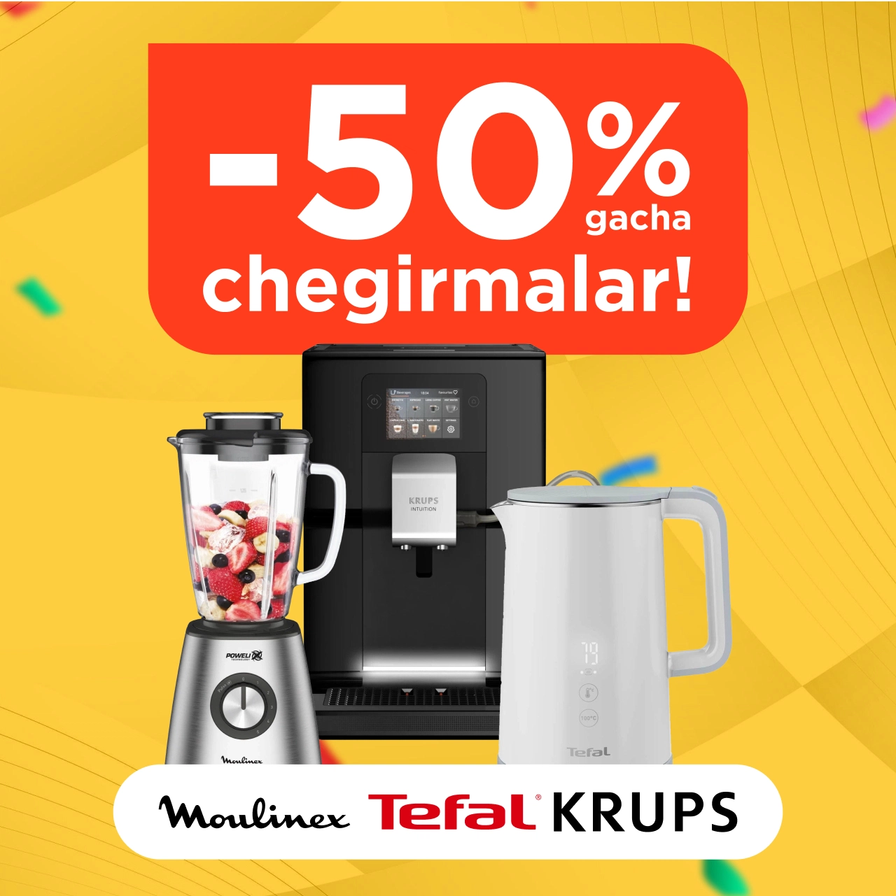 Uchta yetakchi brend mahsulotlari uchun 50% gacha chegirma.